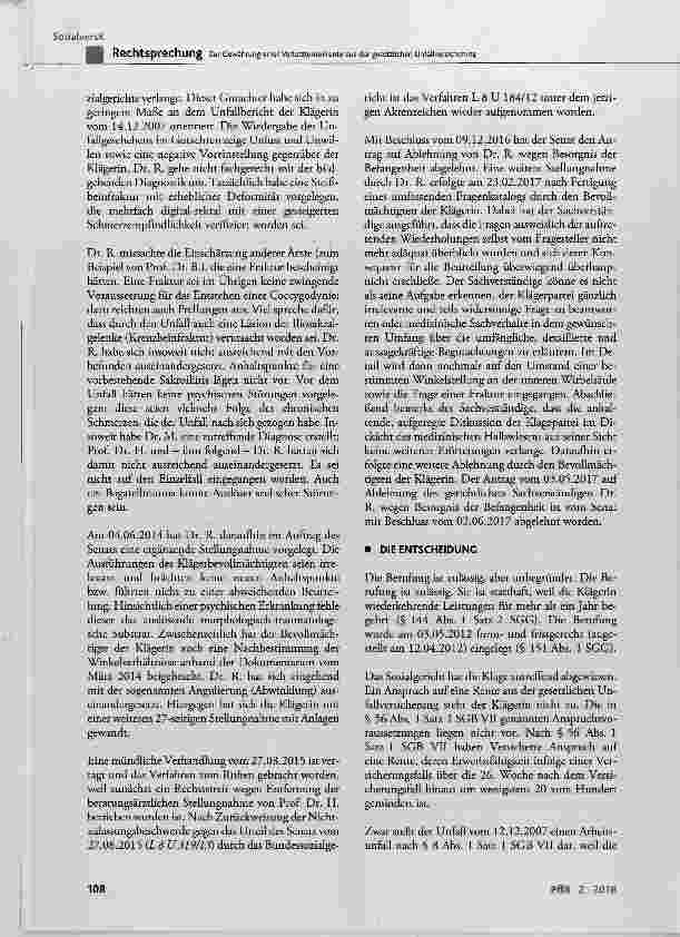 Vorschauseite 5: Zur Gewährung einer Verletztenteilrente aus der gesetzlichen Unfallversicherung
