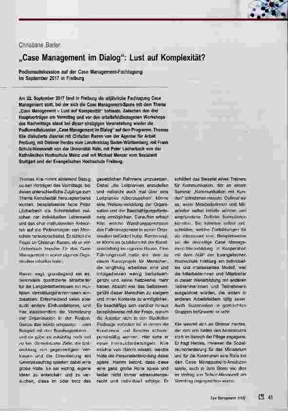 Vorschauseite 1: „Case Management im Dialog“: Lust auf Komplexität?