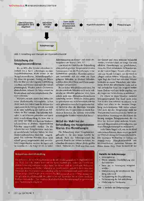 Vorschauseite 2: Unterschätzte Streicheleinheiten?! Die Babymassage zur Prophylaxe des Neugeborenenikterus