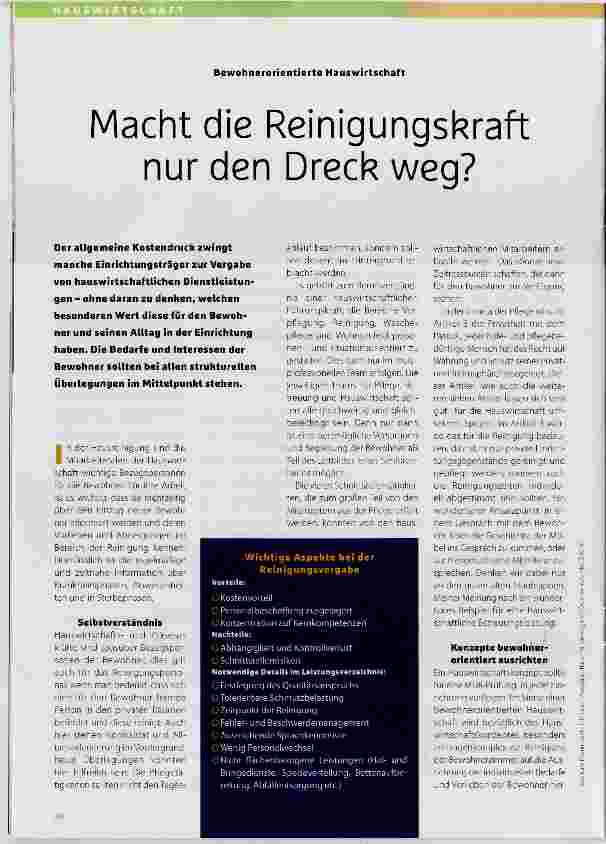 Vorschauseite 1: Macht die Reinigungskraft nur den Dreck weg?