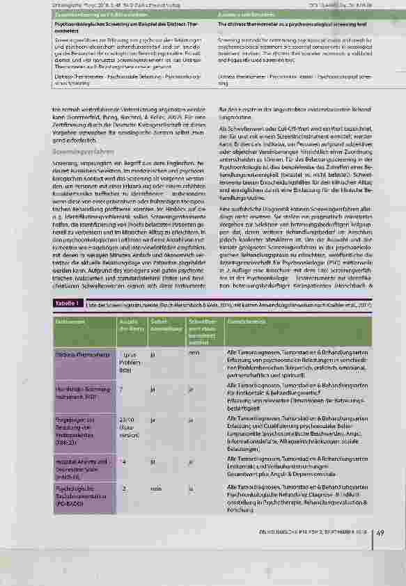 Vorschauseite 2: Psychoonkologisches Screening am Beispiel des Distress-Thermometers