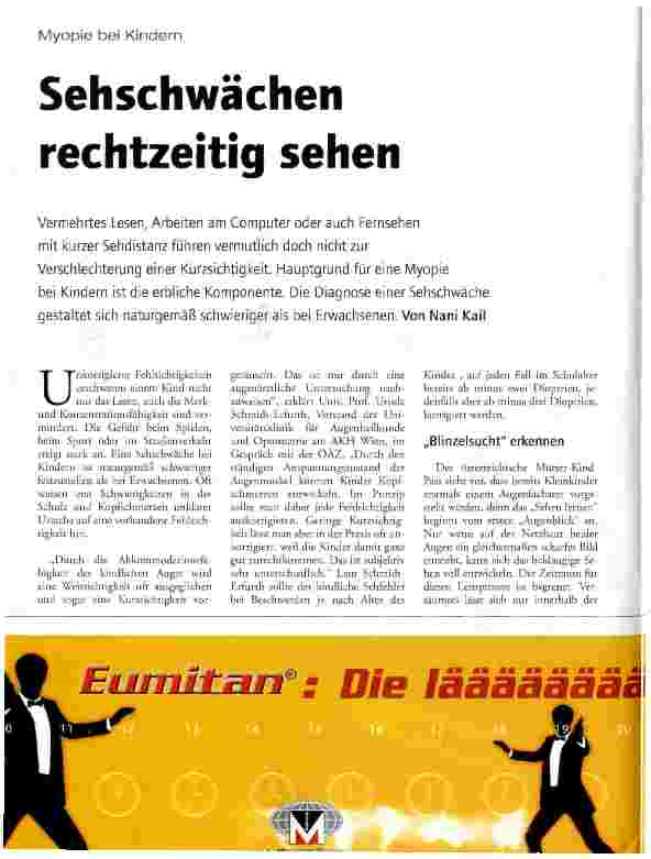 Vorschauseite 1: Sehschwächen rechtzeitig sehen