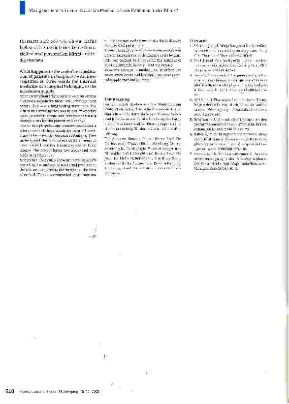 Vorschauseite 5: Was geschieht mit der ambulanten Medikation von Patienten in der Klinik?