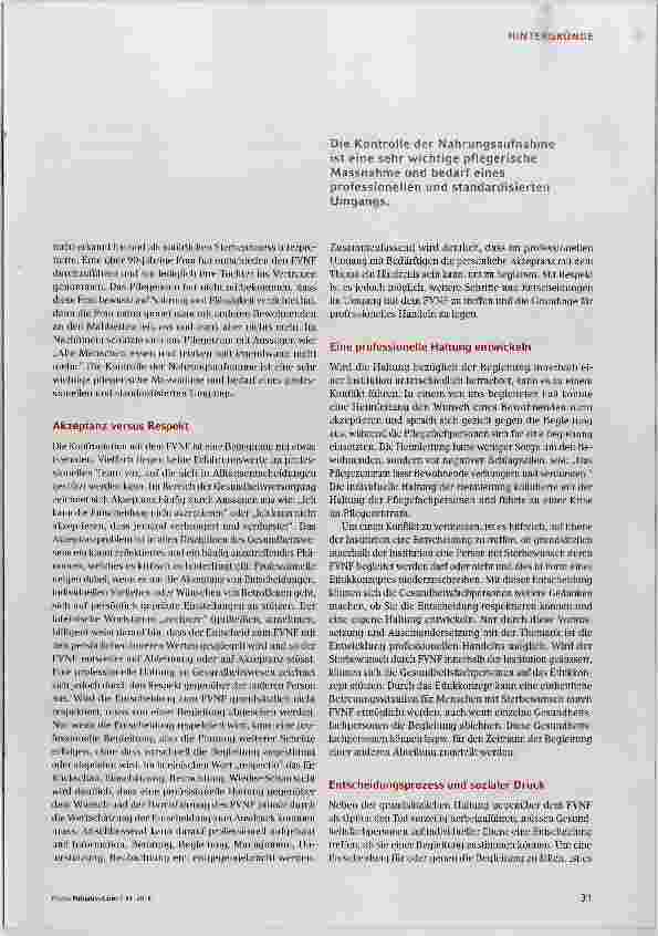 Vorschauseite 3: Erste Entwicklungsschritte hin zu einem professionellen Umgang mit dem freiwilligen Verzicht auf Nahrung und Flüssigkeit