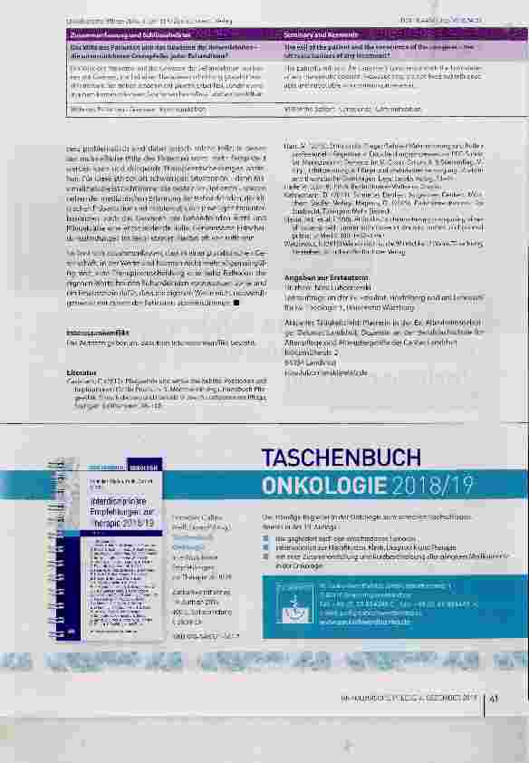 Vorschauseite 3: Der Wille des Patienten und das Gewissen der Behandelnden die unverrückbaren Grenzpfeiler jeder Behandlung?