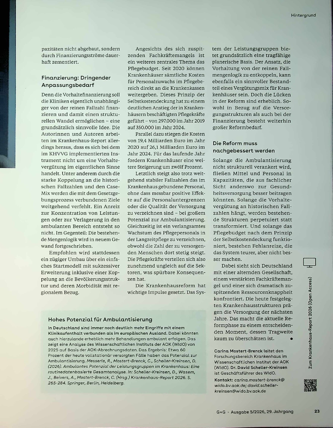 Vorschauseite 4: Wo steht die Krankenhausreform?