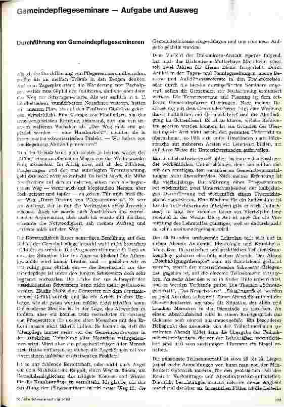 Vorschauseite 1: Gemeindepflegeseminare - Aufgabe und Ausweg
