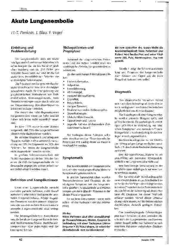 Vorschauseite 1: Akute Lungenembolie