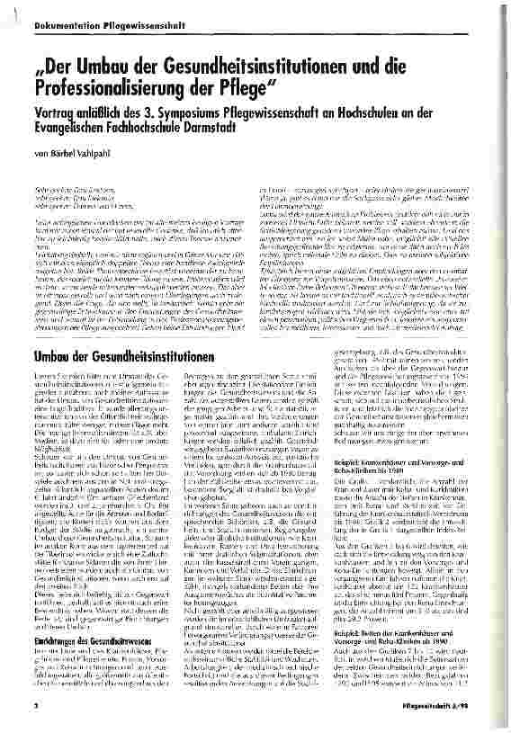 Vorschauseite 1: Der Umbau der Gesundheitsinstitutionen und die Professionalisierung der Pflege