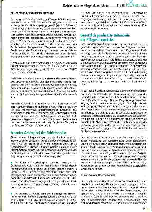 Vorschauseite 3: Gerichtlicher Rechtschutz für Krankenhäuser im Pflegesatzverfahren
