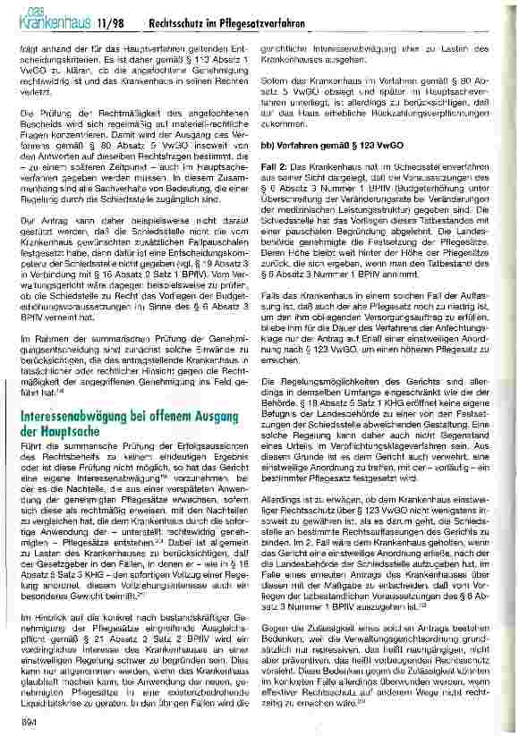 Vorschauseite 6: Gerichtlicher Rechtschutz für Krankenhäuser im Pflegesatzverfahren