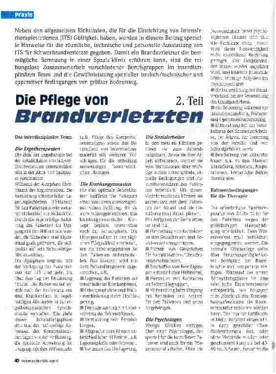 Vorschauseite 1: Die Pflege von Brandverletzten (Teil 2)