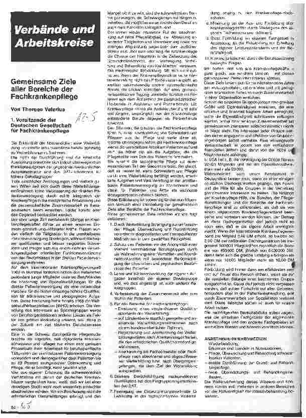 Vorschauseite 1: Gemeinsame Ziele aller Bereiche der Fachpflege 1. Vorsitzende der Deutschen Gesellschaft für Fachkrankenpflege