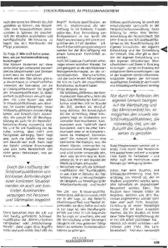 Vorschauseite 2: Strukturwandel im Pflegemanagement Welche Aufgaben kommen dabei auf die Fachhochschulen zu?