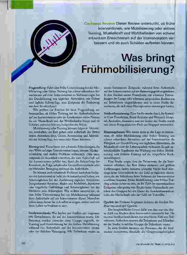 Vorschauseite 1: Was bringt Frühmobilisierung?