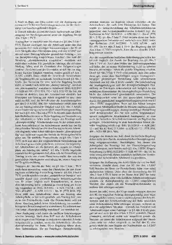 Vorschauseite 2: Anwendbarkeit des § 8 Tarifvertrag Versorgungsbelriebe (TV-V) auf einen Schichtdienstleistenden, dessen Nachtschicht am Feiertag beginnt und am Nachfeiertag endet (Fortführung von…