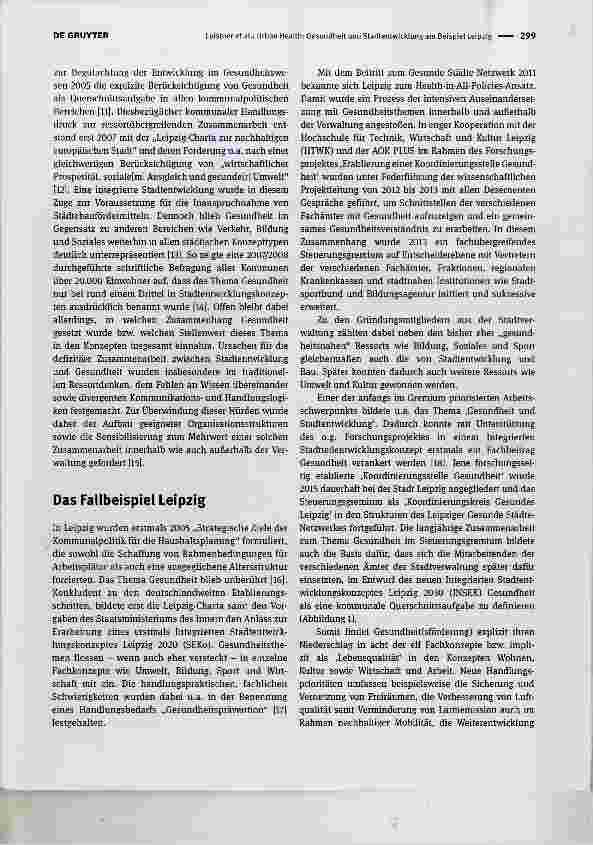 Vorschauseite 2: Urban Health: Gesundheit und Stadtentwicklung am Beispiel Leipzig Urban Health: Health promotion and urban development in the city of Leipzig