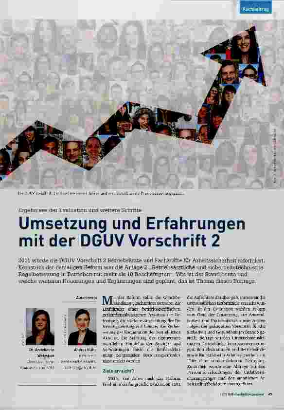 Vorschauseite 1: Umsetzung und Erfahrungen mit der DGUV Vorschrift 2