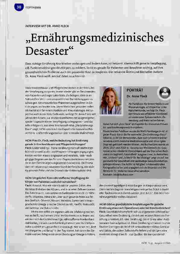 Vorschauseite 1: „Ernährungsmedizinisches Desaster“