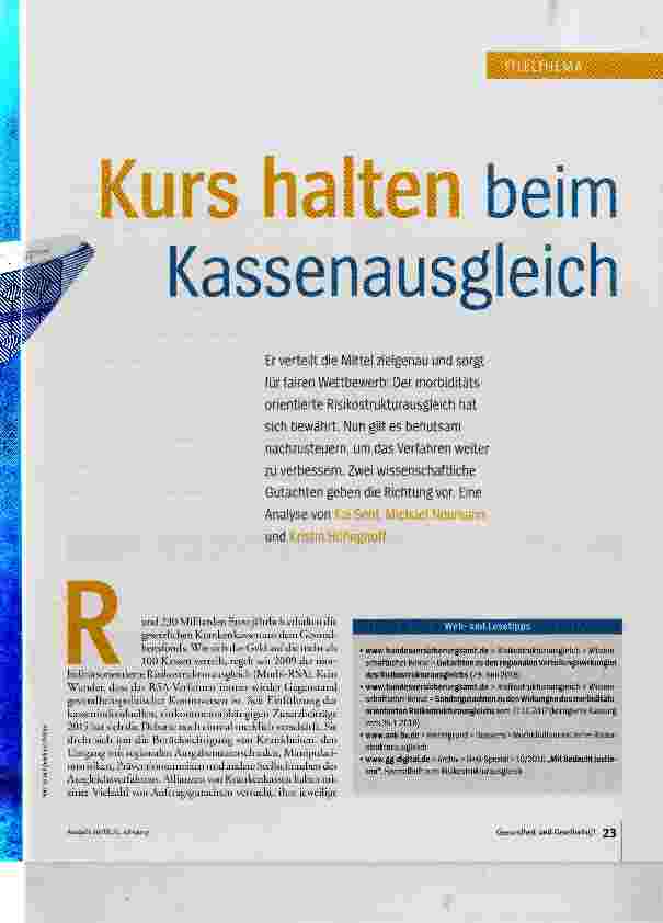 Vorschauseite 2: Kurs halten beim Kassenausgleich