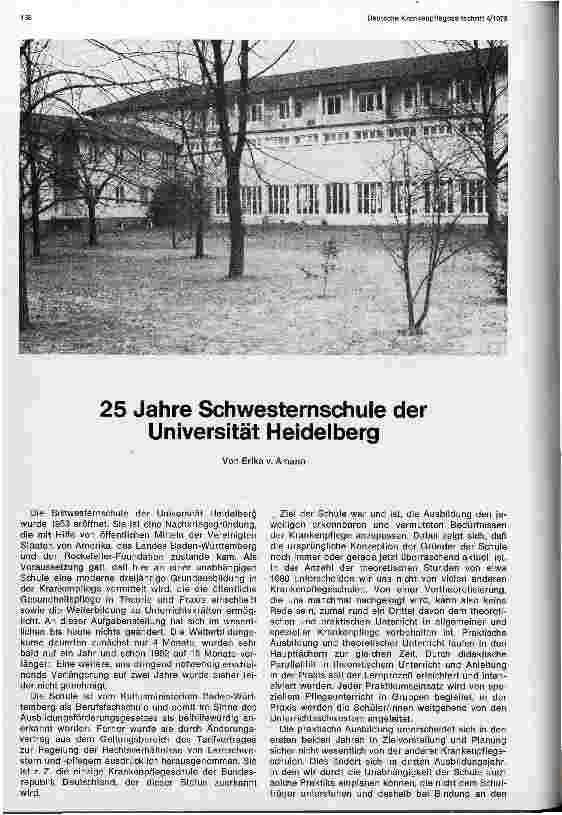 Vorschauseite 1: 25 Jahre Schwesternschule der Universität Heidelberg
