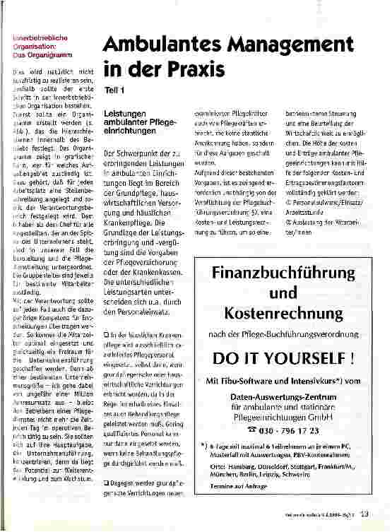 Vorschauseite 1: Ambulantes Management in der Praxis Teil 1 Leistungen ambulanter Pflegeeinrichtungen