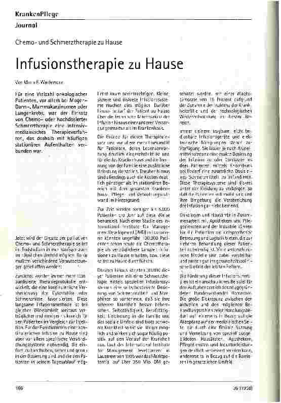 Vorschauseite 1: Infusionstherapie zu Hause Chemound Schmerztherapie zu Hause