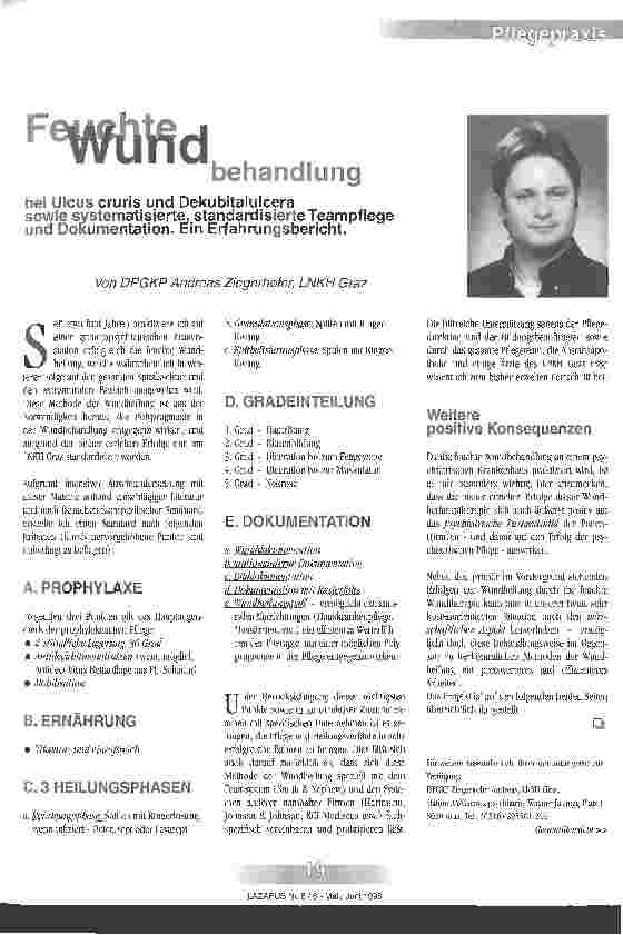 Vorschauseite 1: Feuchte Wundbehandlung bei Ulcus cruris und Dekubitalulcera sowie systematisierte, standardisierte Teampflege und Dokumentation