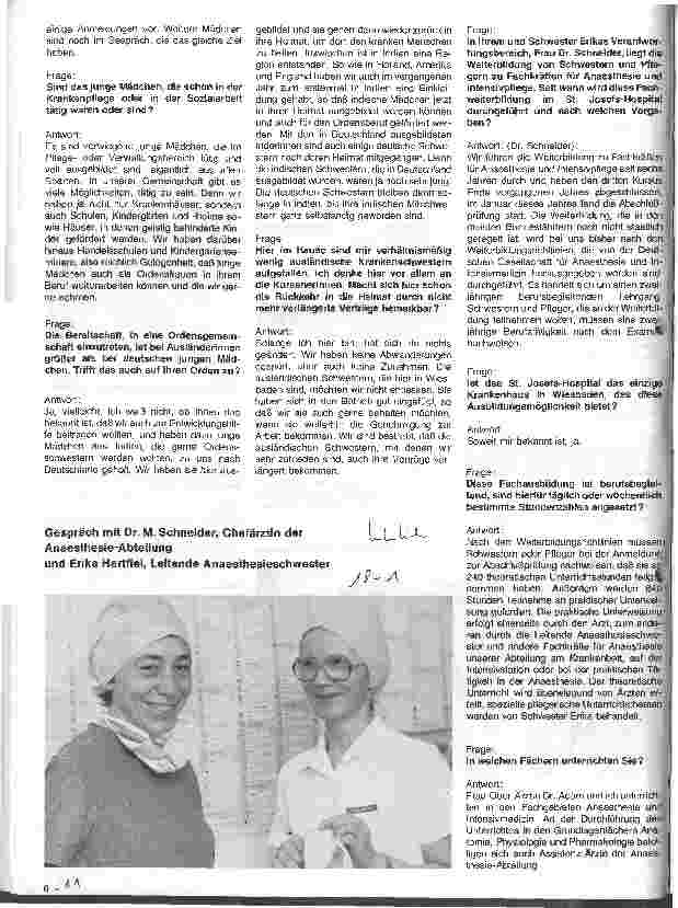 Vorschauseite 1: Das St.Josefs-Hospital in Wiesbaden Gespräch mit Dr.M. Schneider, Chefärztin der Anästhesie-Abteilung