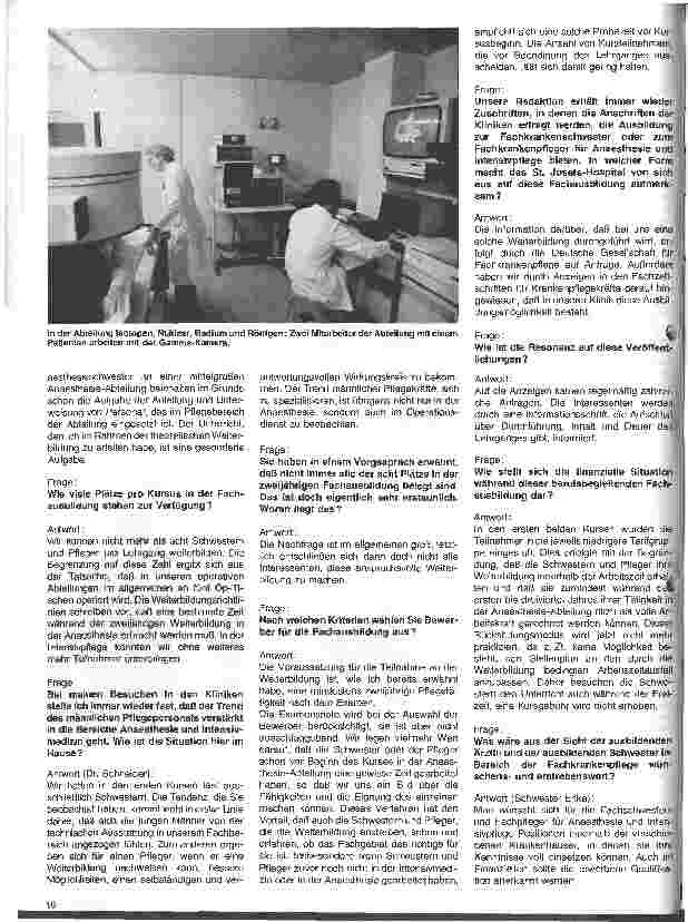 Vorschauseite 3: Das St.Josefs-Hospital in Wiesbaden Gespräch mit Dr.M. Schneider, Chefärztin der Anästhesie-Abteilung