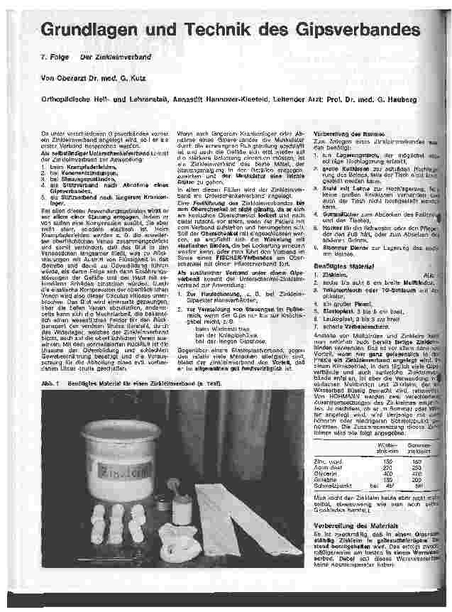 Vorschauseite 1: Grundlagen und Technik des Gipsverbandes 7. Folge: Der Zinkleinverband