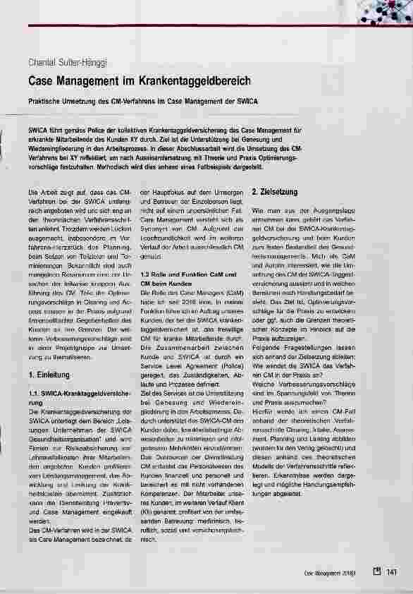 Vorschauseite 1: Case Management im Krankentaggeldbereich