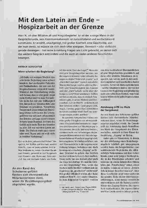 Vorschauseite 2: Mit dem Latein am Ende Hospizarbeit an der Grenze