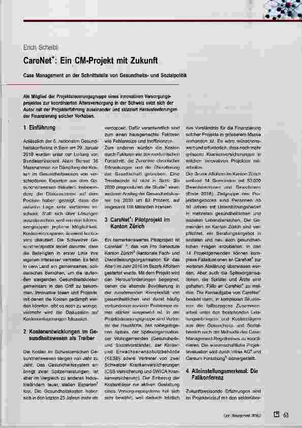 Vorschauseite 1: CareNet: Ein CM-Projekt mit Zukunft