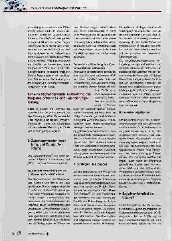 Vorschauseite 4: CareNet: Ein CM-Projekt mit Zukunft
