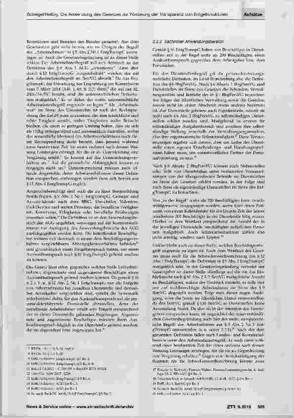 Vorschauseite 2: Die Anwendung des Gesetzes zur Förderung der Transparenz von Entgeltstrukturen im öffentlichen Dienst der Länder