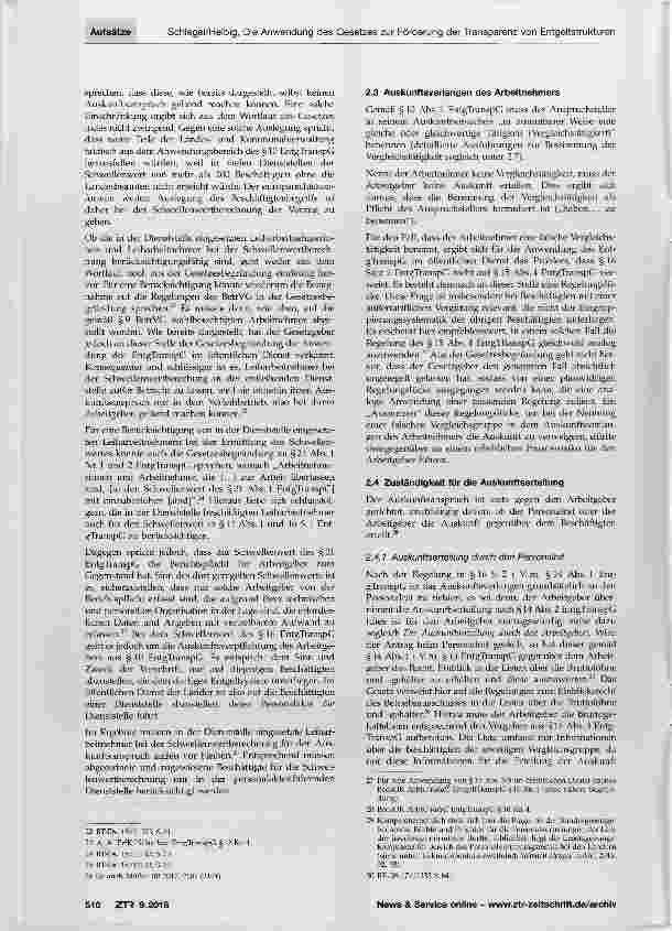 Vorschauseite 3: Die Anwendung des Gesetzes zur Förderung der Transparenz von Entgeltstrukturen im öffentlichen Dienst der Länder