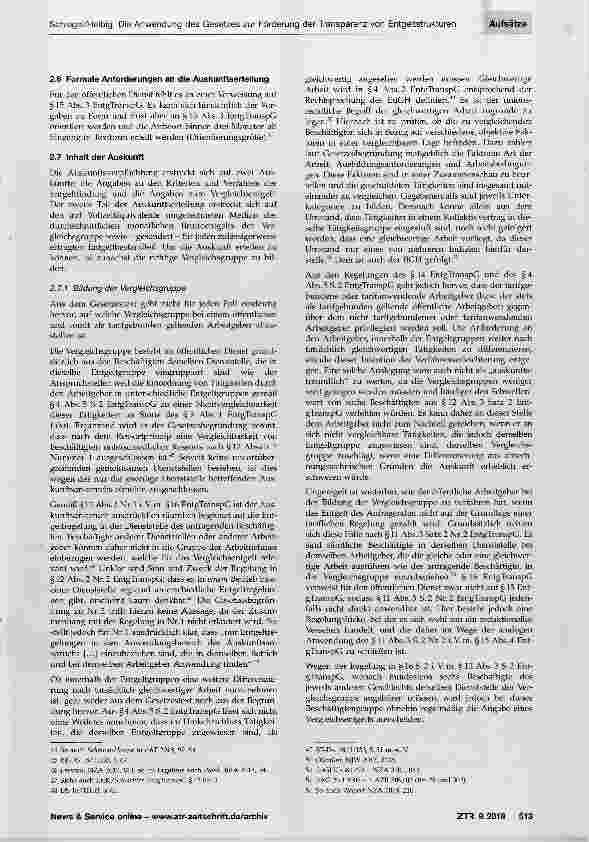 Vorschauseite 6: Die Anwendung des Gesetzes zur Förderung der Transparenz von Entgeltstrukturen im öffentlichen Dienst der Länder