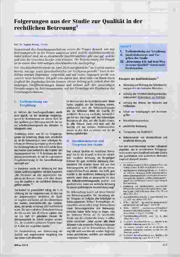 Vorschauseite 1: Folgerungen aus der Studie zur Qualität in der rechtlichen Betreuung