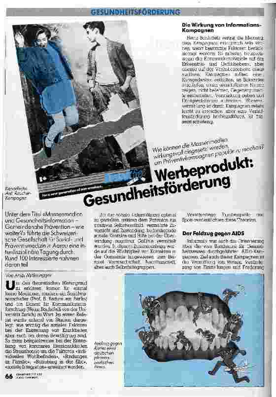 Vorschauseite 1: Werbeprodukt: Gesundheitsförderung // Wie können die Massenmedien wirkungsvoll eingesetzt werden, um Präventivkampagnen zu machen