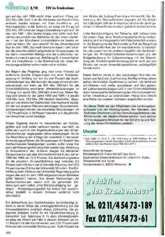 Vorschauseite 6: Mehr Transparenz und Effizienz bei den bayerischen Universitätsklinika durch neue DV-Verfahren