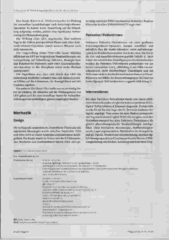 Vorschauseite 3: Lymphologischer Kompressionsverband oder Standardbehandlung mit Kältepackung zur Schwellungsreduktion nach Knietotalprothesen- Operation