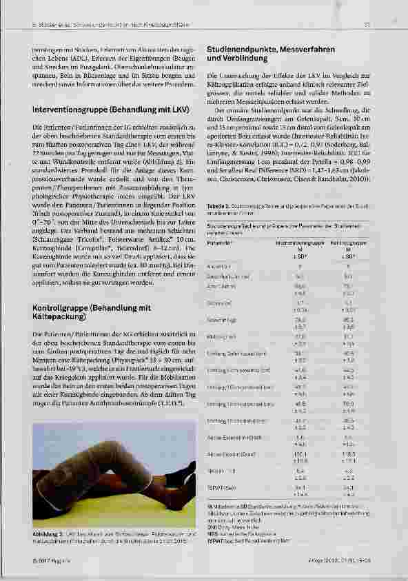 Vorschauseite 5: Lymphologischer Kompressionsverband oder Standardbehandlung mit Kältepackung zur Schwellungsreduktion nach Knietotalprothesen- Operation