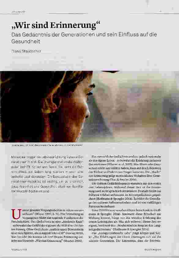 Vorschauseite 1: „Wir sind Erinnerung“ Das Gedächtnis der Generationen und sein Einfluss auf die Gesundheit