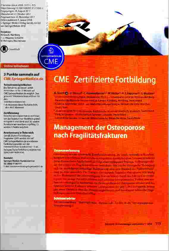 Vorschauseite 1: Management der Ostéoporose nach Fragilitätsfrakturen