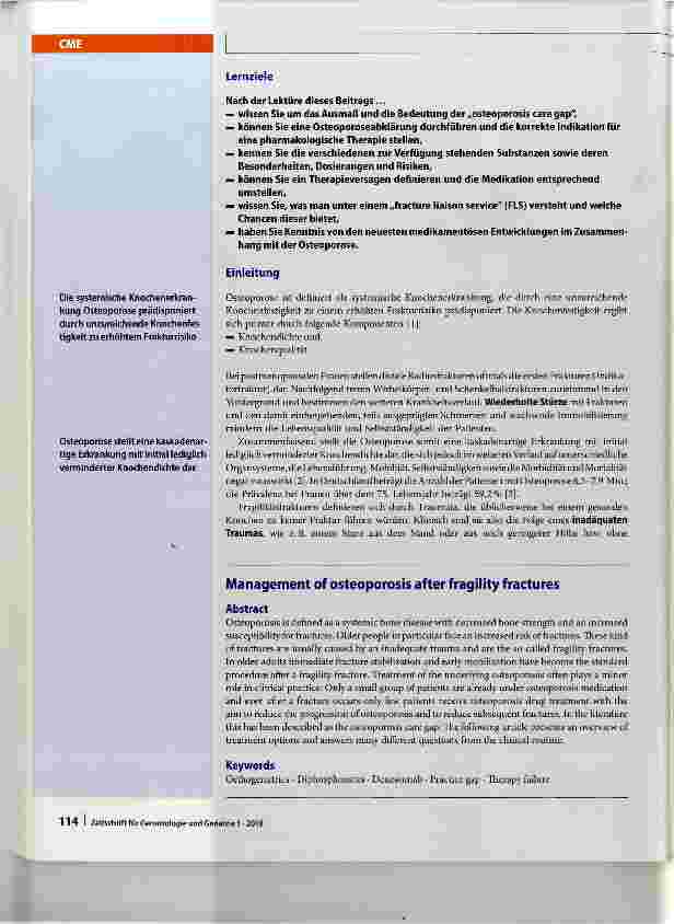 Vorschauseite 2: Management der Ostéoporose nach Fragilitätsfrakturen