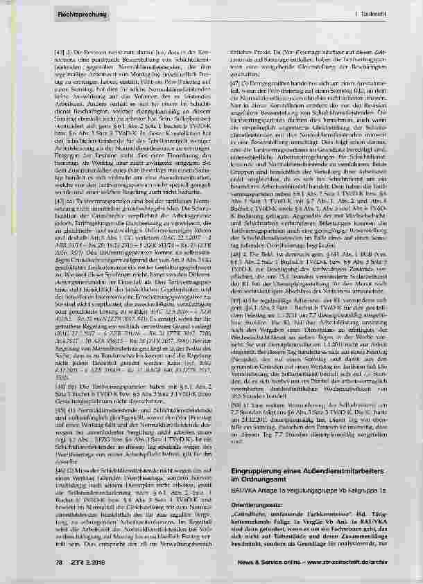 Vorschauseite 4: Samstag ist Werktag iSv. §6 Abs. 3 Satz 3 TVöD-K und §6.1 Abs. 2 Satz 1 TVöD-K