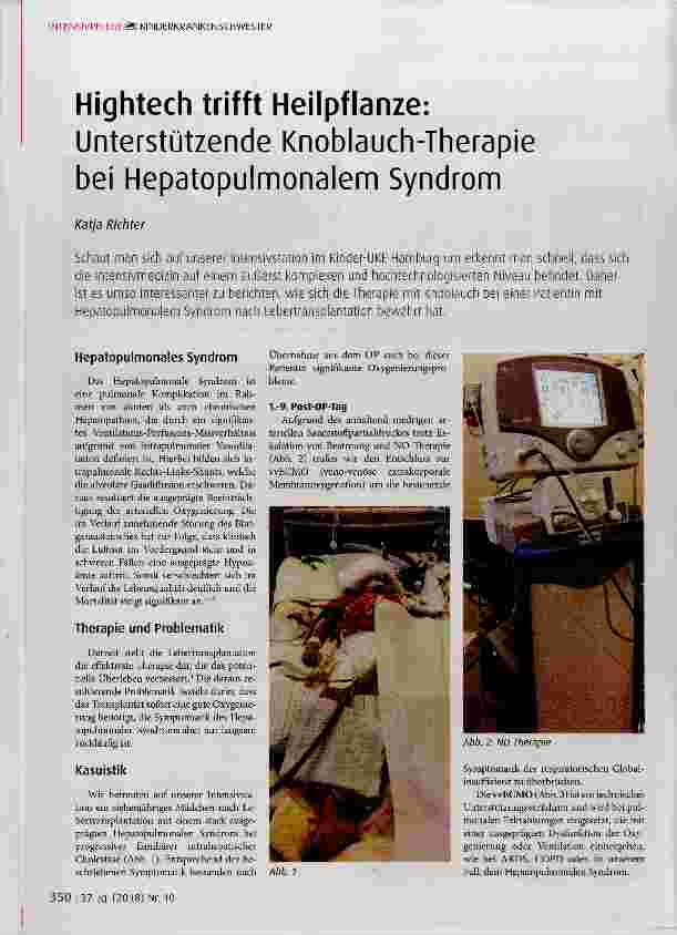 Vorschauseite 1: Hightech trifft Heilpflanze:Unterstützende Knoblauch-Therapie bei Hepatopulmonalem Syndrom