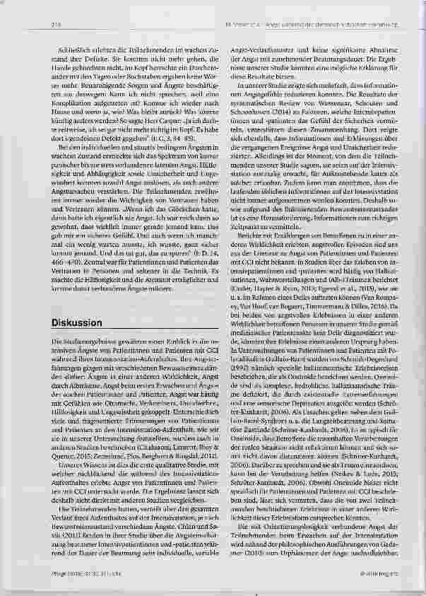 Vorschauseite 6: Angst während der chronisch kritischen Erkrankung auf der Intensivstation eine interpretierende phänomenologische Studie