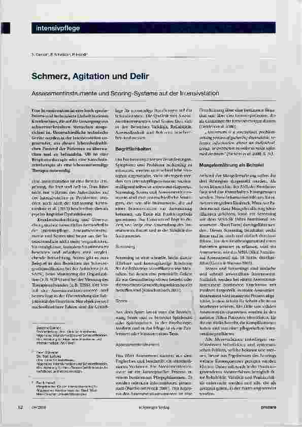 Vorschauseite 1: Schmerz, Agitation und Delir